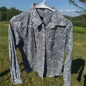 Talbots Blue Paisley Button Down Shirt